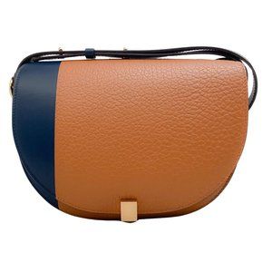 Victoria Beckham Navy Blue / Brown Leather Half Moon Shoulder Bag